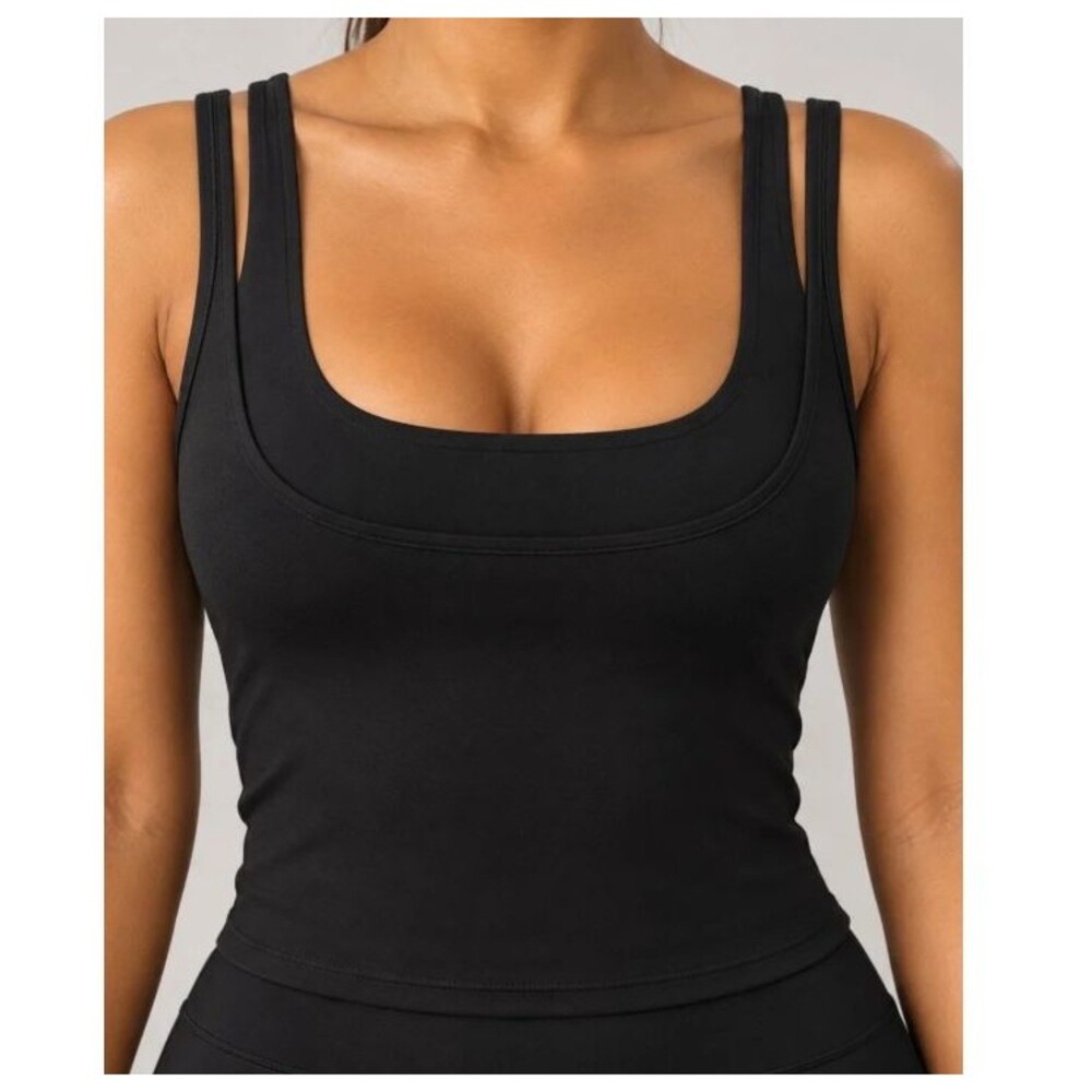 NWT SKIMS x Nike Dri-FIT Matte Double Strap Scoop Neck Tank - Obsidian - Size M